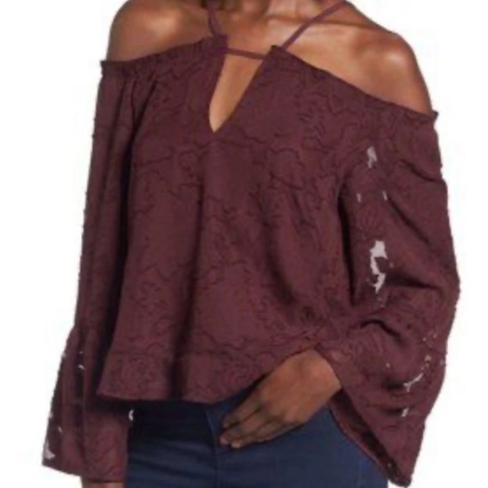 Leith Purple Blouse with Long Sleeves and V-Neck